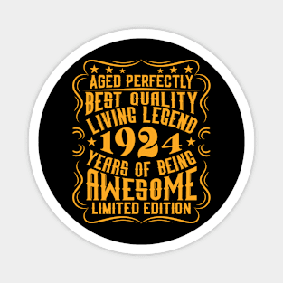 Retro Vintage 1924 Birthday Anniversary Gift Idea Magnet